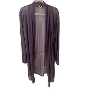Sheer Purple Kimono Longline Cardigan Beach Summer Chic Lightweight Coverup, 1X